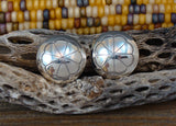 Large Navajo Silver Concho Dome Round Post Earrings