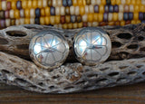 Large Navajo Silver Concho Dome Round Post Earrings