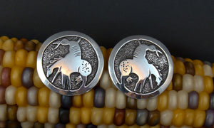 Navajo Silver End of the Trail Round Post Earrings