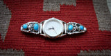 Turquoise Watch, Navajo Sterling Silver Leaf Turquoise Watch