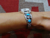 Turquoise Watch, Navajo Sterling Silver Leaf Turquoise Watch