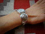 Vintage Native American Navajo Sterling Silver 14K Gold Eagle Watch