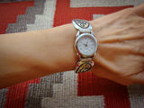 Vintage Native American Navajo Sterling Silver 14K Gold Eagle Watch