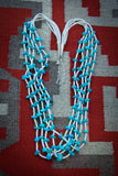 Turquoise Necklace, Santo Domingo Turquoise 5 Strand Necklace