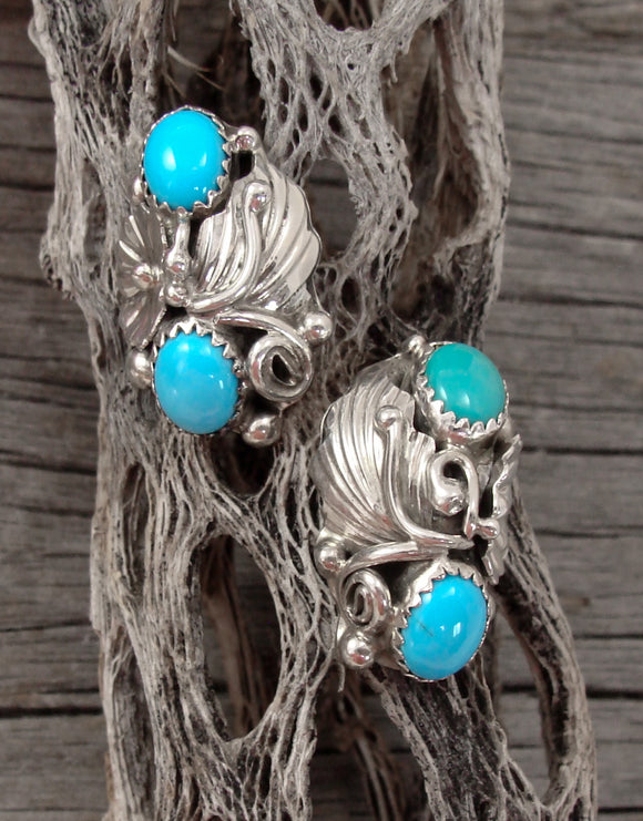 Native American Silver Turquoise Post Earrings