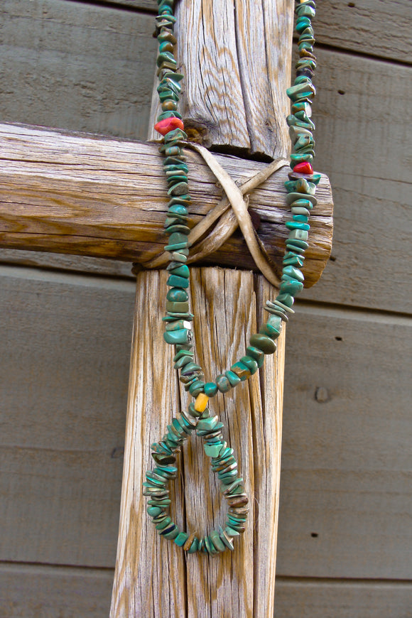 Navajo Green Turquoise Nugget Necklace Women's 29