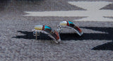 Native American Zuni Turquoise Multi Inlay Vintage Post Earrings