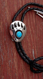 Navajo Shadow Box Bear Paw Turquoise Bolo Tie Native American