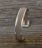 Navajo Sterling Silver 12KGF Gold Fill Cuff Rope Bracelet By Tahe