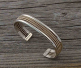 Navajo Sterling Silver 12KGF Gold Fill Cuff Rope Bracelet By Tahe
