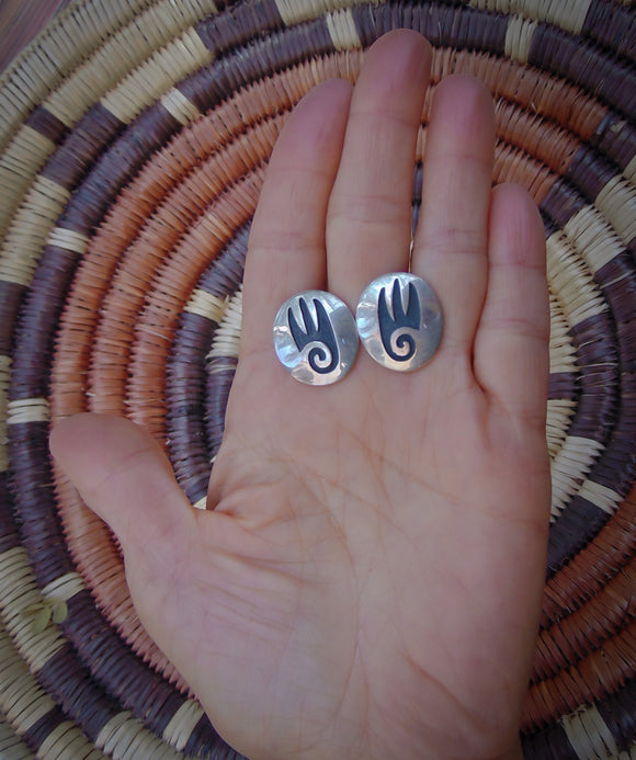 Native American Vintage Navajo Hopi Style Badger Paw Earrings