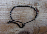 Minimalist Black Sterling Silver Crystal Chain Bracelet / Adjustable Bracelet