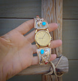 Turquoise Coral Silver Gold Men’s Watch