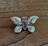 Silver Cubic Zirconia Opal Butterfly Pendant