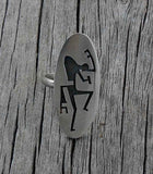 Hopi Silver Overlay Kokopelli Ring Size 6.75