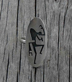 Hopi Silver Overlay Kokopelli Ring Size 6.75