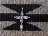 Zuni Turquoise Coral Needlepoint Reversible Cross Pendant
