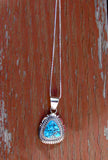 Navajo Silver Webbed Turquoise Pendant
