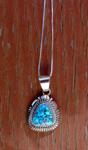Navajo Silver Webbed Turquoise Pendant