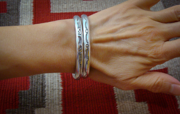 Silver Bracelet, Navajo Sterling Silver Heavy Gauge Stacking Bracelet