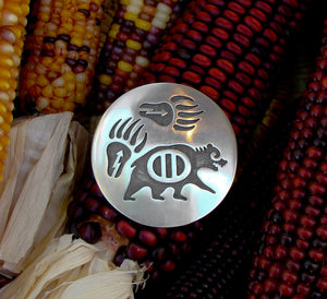 Hopi Sterling Silver Bear Pin Pendant