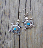 Sterling Silver Turquoise Turtle Dangle Earrings