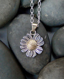 Navajo Sterling Silver 12KGF Sunflower Pendant and Silver Chain