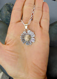Navajo Sterling Silver 12KGF Sunflower Pendant and Silver Chain