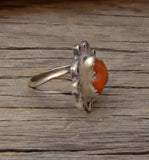 Navajo Silver Coral Ring Size 4.5