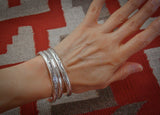 Silver Bracelet, Navajo Heavy Gauge Stamped Sterling Silver Stacking Bracelet