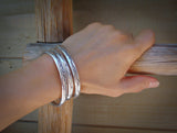 Silver Bracelet, Navajo Heavy Gauge Stamped Sterling Silver Stacking Bracelet