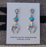 Native American Navajo Silver Horseshoe Naja Dangle Earrings