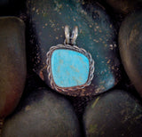 Native American Navajo Silver Pale Blue Turquoise Pendant