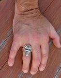 Mummy Skull Biker Ring Size 9.5 .925 Sterling Silver USA