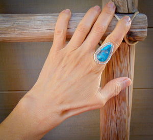 Native American Navajo Silver Turquoise Ring Size 6