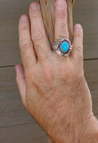 Navajo Men's Sterling Silver Turquoise Men's Ring Size 11