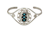 Native American Navajo Silver Turquoise Shadowbox Cuff Bracelet