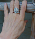 Fleur de Lis Sterling Silver Unisex Wide Band Ring Size 8 Unisex