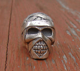 Mummy Skull Biker Ring Size 9.5 .925 Sterling Silver USA