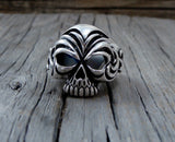 Skull Textured Men's Biker Ring Size 10 USA