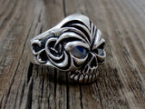 Skull Textured Men's Biker Ring Size 10 USA