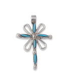 Zuni Silver Turquoise Needlepoint Cross Pendant