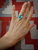 Native American Navajo Sterling Silver Turquoise Cluster Ring Size 4.5