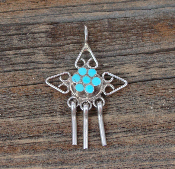 Turquoise Flower Zuni Pendant