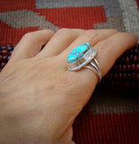 Turquoise Ring, Navajo Sterling Silver Turquoise Ring Size 6