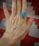 Turquoise Ring, Navajo Sterling Silver Turquoise Ring Size 7