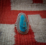 Turquoise Ring, Navajo Sterling Silver Turquoise Ring Size 7