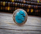 Turquoise Ring, Navajo Sterling Silver Turquoise Ring Size 6.25