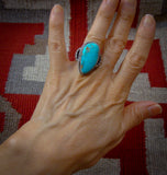 Turquoise Ring, Navajo Sterling Silver Turquoise Ring Size 6