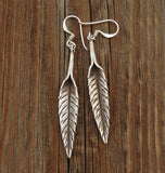 Oxidized Sterling Silver Karen Hill Tribe Leaf Dangle Earrings